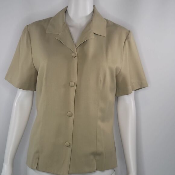 Sag Harbor Green Short Sleeve Tie-Back Vented Blouse - Picture 1 of 12